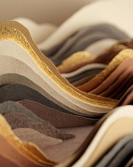 minimal earth tone beauty layouts Textured layered materials in various earthy tones and patterns.