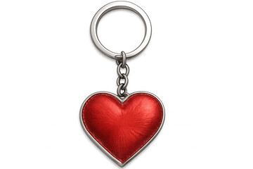 Keychain with a red heart shape hanging on transparent background, perfect for valentine's day or romantic projects