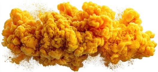 Abstract cloud of vibrant yellow ink in motion