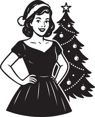 Christmas retro pinup girl