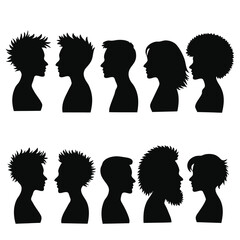 Diverse Human Head Silhouettes With Various Hairstyles 1