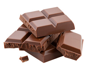 Broken Milk Chocolate Pieces with Visible Texture and Crumbs, Isolated PNG