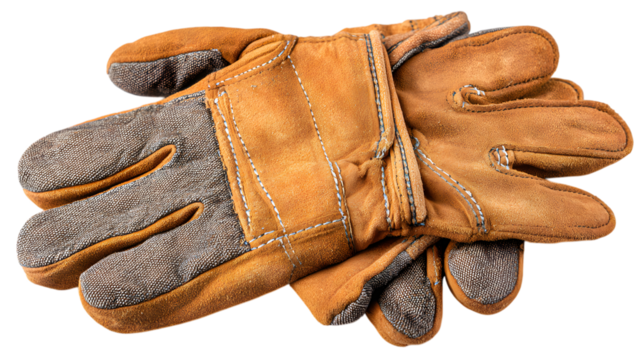 Durable leather work gloves offer superior protection and grip for demanding tasks and rugged jobs isolated on white background 