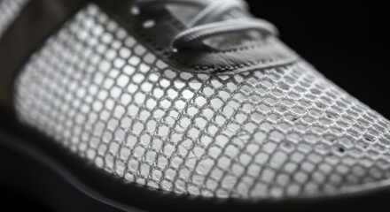 Close up of a modern sneaker with breathable mesh detail