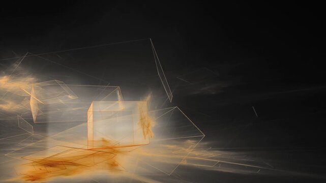 Geometrische Datenstruktur &ndash; gelbe abstrakte Technologie-Vernetzung in modernem Design, Big Data, Blockchain, Digitalisierung, Analyse, KI, Wissenschaft, visuelle Kommunikation, Technologie