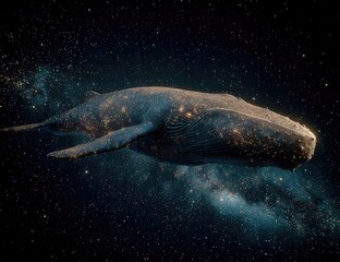 Fototapeta premium Whale in cosmos, speckled with stardust