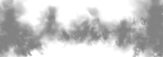 Special effect of steam, smoke, fog, clouds. Abstract gas on transparent background, vapor machine steam or explosion dust, dry ice effect, condensation, fume. Vector PNG illustration.	