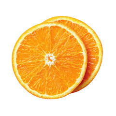 orange slices, two pieces on transparent background.