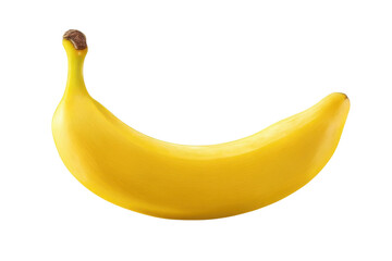 single yellow banana on transparent background.