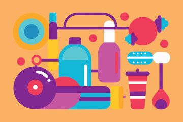 Vibrant illustration of diverse fitness activities and people