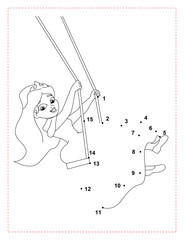 Girl on a Swing Connect the Dots Puzzle Activity