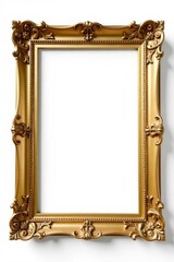 Elegant golden frame, isolated on white background , object, high resolution, album