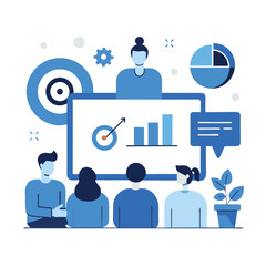 Modern flat design business illustration with clean lines and professional elements