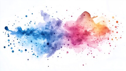 Fototapeta premium Colorful watercolor splashing on white background creating abstract design