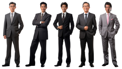 PNG Diverse businessmen in formal attire, element set on transparent background