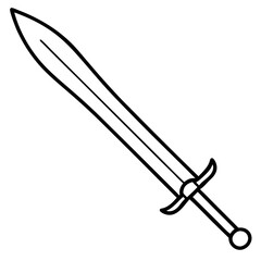 Elegant white line art sword design