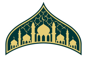 Elegant banner with decorative pointed arch border and vibrant colors