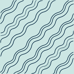 Wavy navy blue lines on light blue background, seamless pattern