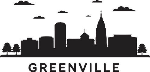 Obraz premium Greenville Skyline Silhouette Vector on White Background