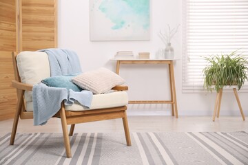 Comfortable armchair in living room. Interior design