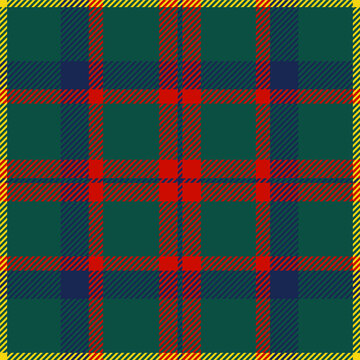MacKintosh Hunting tartan plaid. Scottish pattern fabric swatch close-up. 