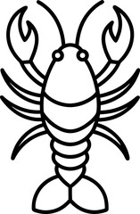 Lobster Vector Line Drawing with Claws and Segmented Tail