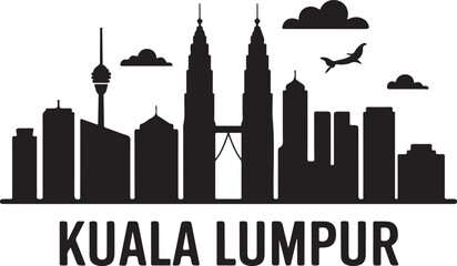 Obraz premium Kuala Lumpur Skyline Silhouette Vector on White Background