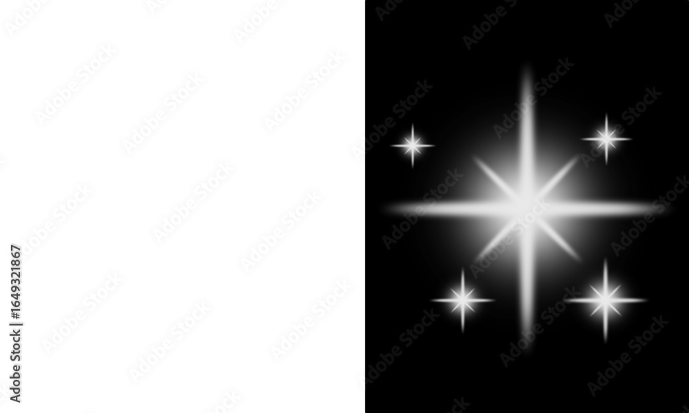 Poster sparkle effect smaller stars on black background isolated on transparent background