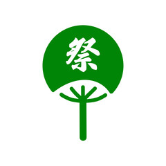 Festival Fan Icon –「祭」うちわのアイコン（夏祭り・日本文化・モノクロ）