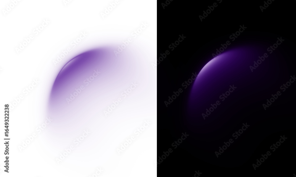 Poster luminous purple sphere with a glossy highlight and soft atmospheric glow, isolated transparent png e