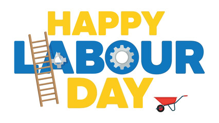 Labour Day Celebration: Colorful illustration of the concept of labor day, featuring vibrant text and associated elements conveying the essence of the holiday's spirit.