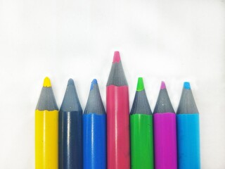 color pencils on white background