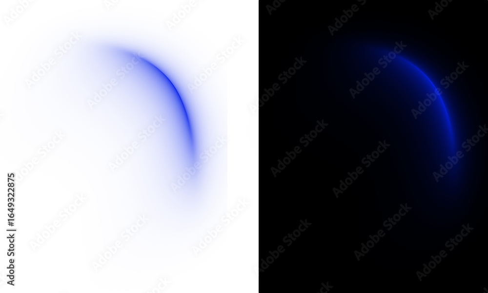 Poster abstract blue shape and arc on a black background creating a dark contrast isolated on transparent b