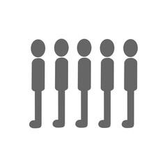 【Business Icons &ndash; Meeting】整列する人物のシルエットアイコン｜行列・順番待ち・集団 Line of People Silhouette Icon &ndash; Queue / Group / Order