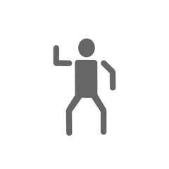 Person Raising One Hand – Dance or Greeting Pose Icon・片手を上げたポーズの人物アイコン｜ダンス・挨拶・ジェスチャー素材