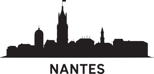 Fototapeta premium Nantes Skyline Silhouette Vector on White Background