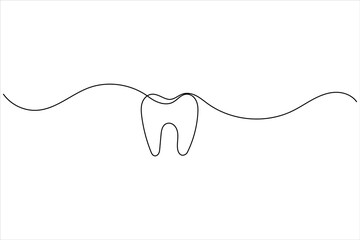 Tooth icon continuous line drawing minimalist dental vector illustration