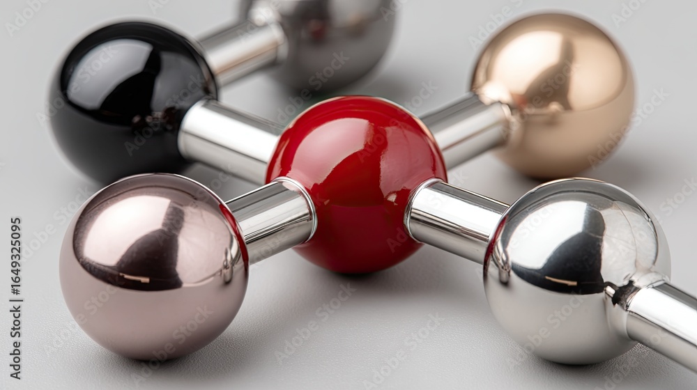 Aufkleber an abstract tech network features black and one red sphere, centered around a cube formed by metal s