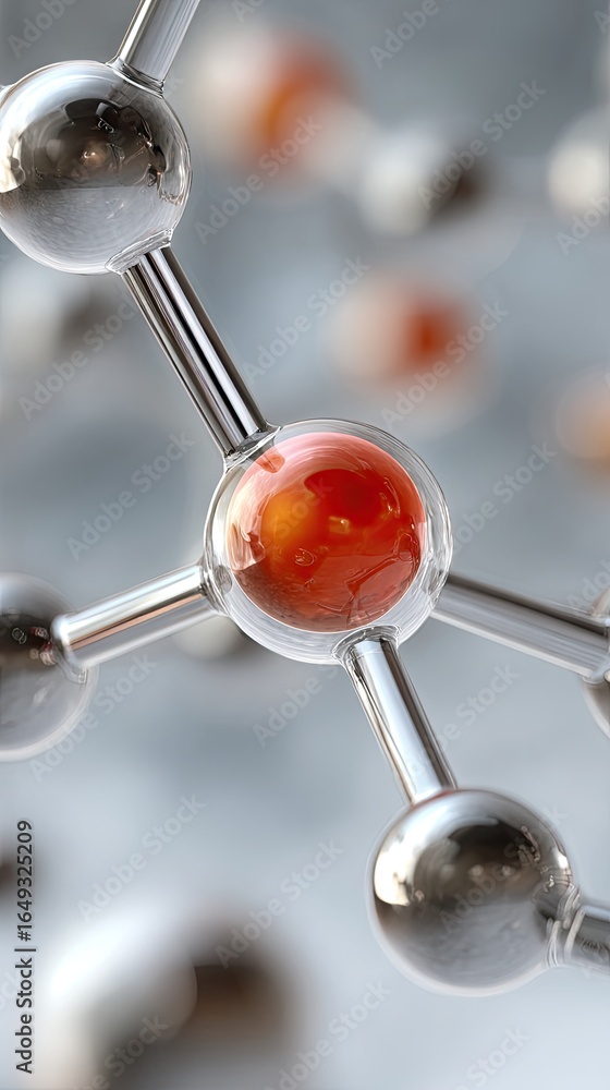 Aufkleber an abstract tech network features black and one red sphere, centered around a cube formed by metal s