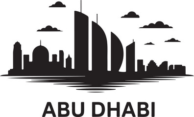 Fototapeta premium Abu Dhabi Skyline Silhouette Vector on White Background