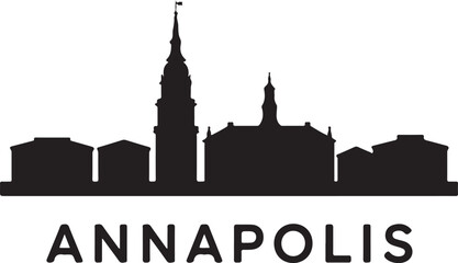 Naklejka premium Annapolis Skyline Silhouette Vector on White Background