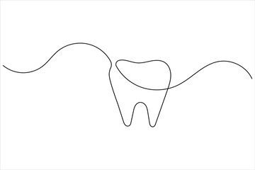 Tooth icon continuous line drawing minimalist dental vector illustration