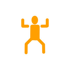 Person Standing with Arms Raised Icon – Exercise, Dance, Energetic Pose Symbol・両手を上げて立つ人物のアイコン｜エクササイズ・ダンス・元気ポーズのピクトグラム	
