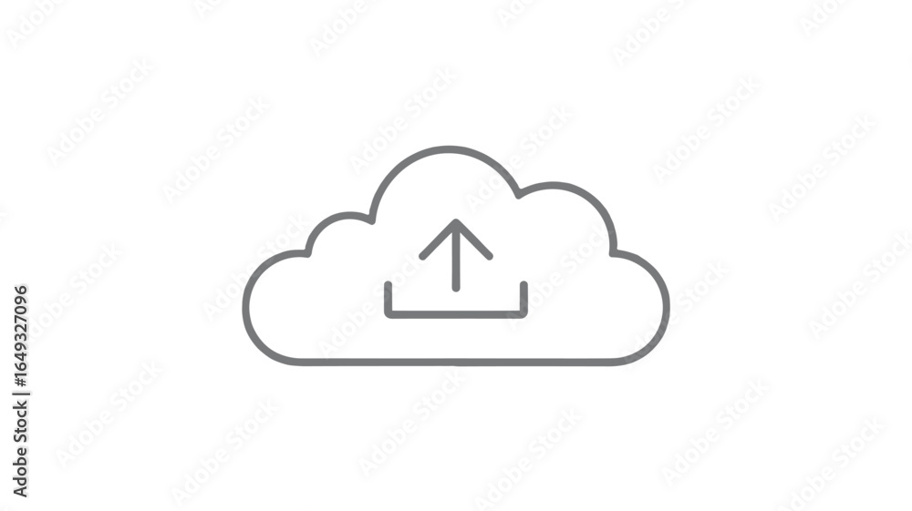 Poster a digital cloud with upload symbol representing data transfer.