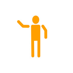 Waving Person Icon – Friendly Greeting Pictogram・手を挙げて挨拶する人物｜フレンドリーなジェスチャーアイコン