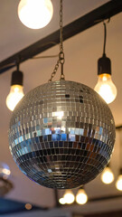 Disco ball hanging from ceiling