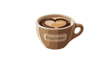 Obraz premium A delicious cup of espresso coffee with a heart-shaped foam design.