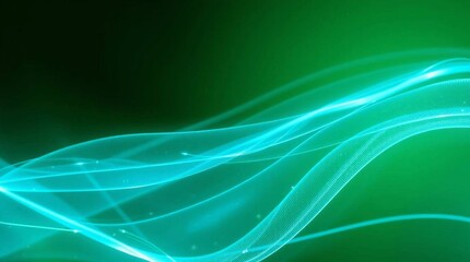 Abstract Teal Waveforms on Green Background Green Screen Elements