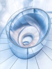 Fototapeta premium An aerial shot of a spiral staircase in a modern building, looking straight down to create a hypnotic geometric pattern.