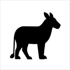 Obraz premium A simple black silhouette of a standing zebra against a plain white background.